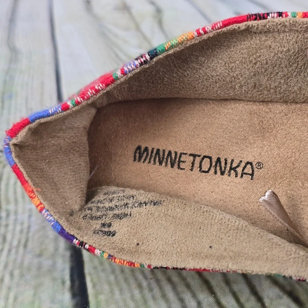 Minnetonka PAM Frisco‎ Stripe Espadrille Flats Womens 8 Multi Color Boho Slip On
